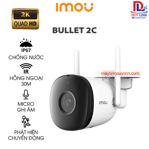 Camera IMOU Bullet 2C F42P| 4.0 Megapixel| Xoay