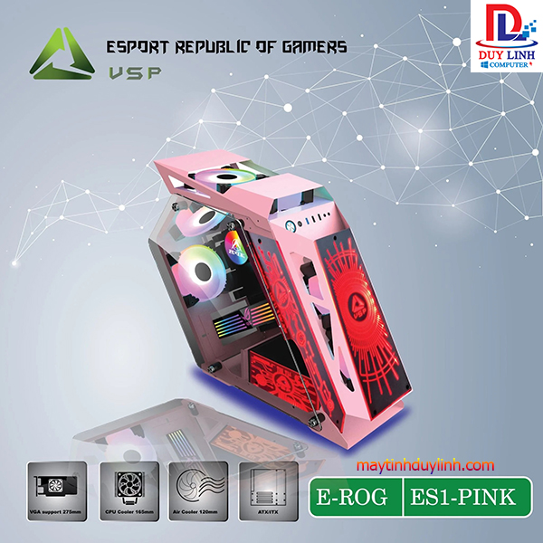 Case VSP E-ROG ES1 GAMING Hồng Không Fan