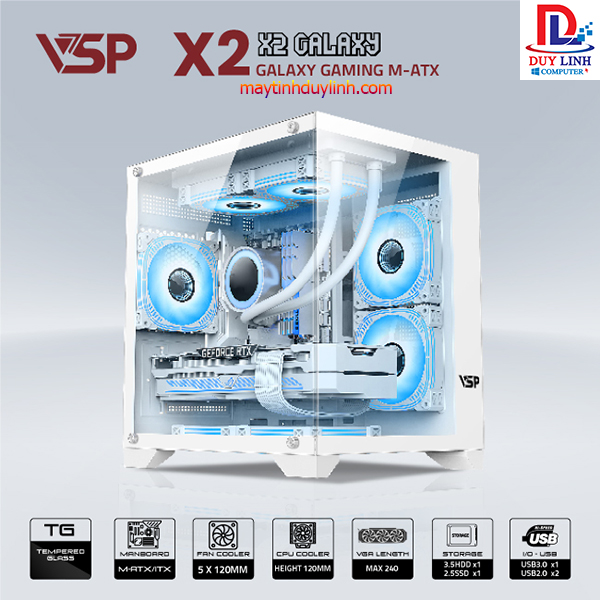 Case VSP Aquanaut Pro Gaming X2 Galaxy Trắng