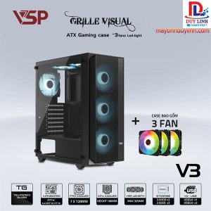 Case VSP V3 Sẵn 3 Fan trước Màu Đen