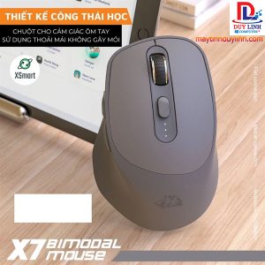 Chuột Không Dây Bluetooth X7 Wireless Pin Sạc Kết Nối 2 Chế Độ công thái học