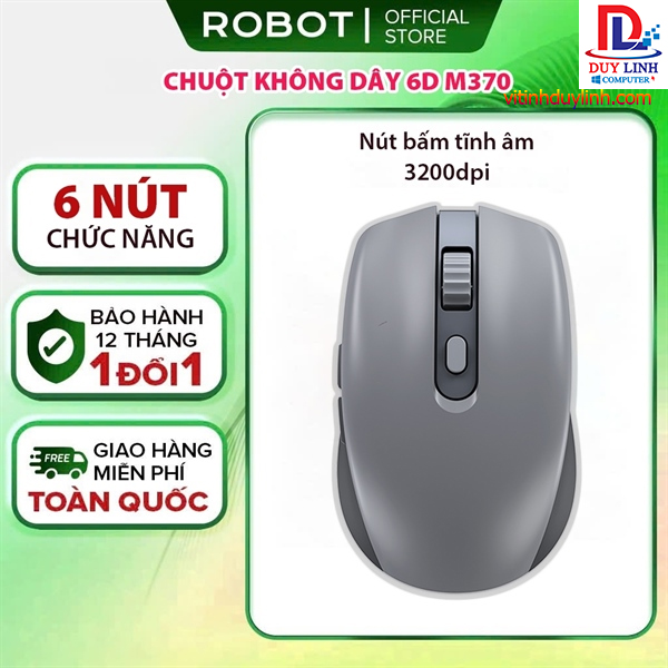 Chuột Quang Không Dây Tĩnh Âm ROBOT M370 Tĩnh Âm Cảm Biến Quang Học Khoảng Cách Tín Hiệu 20m