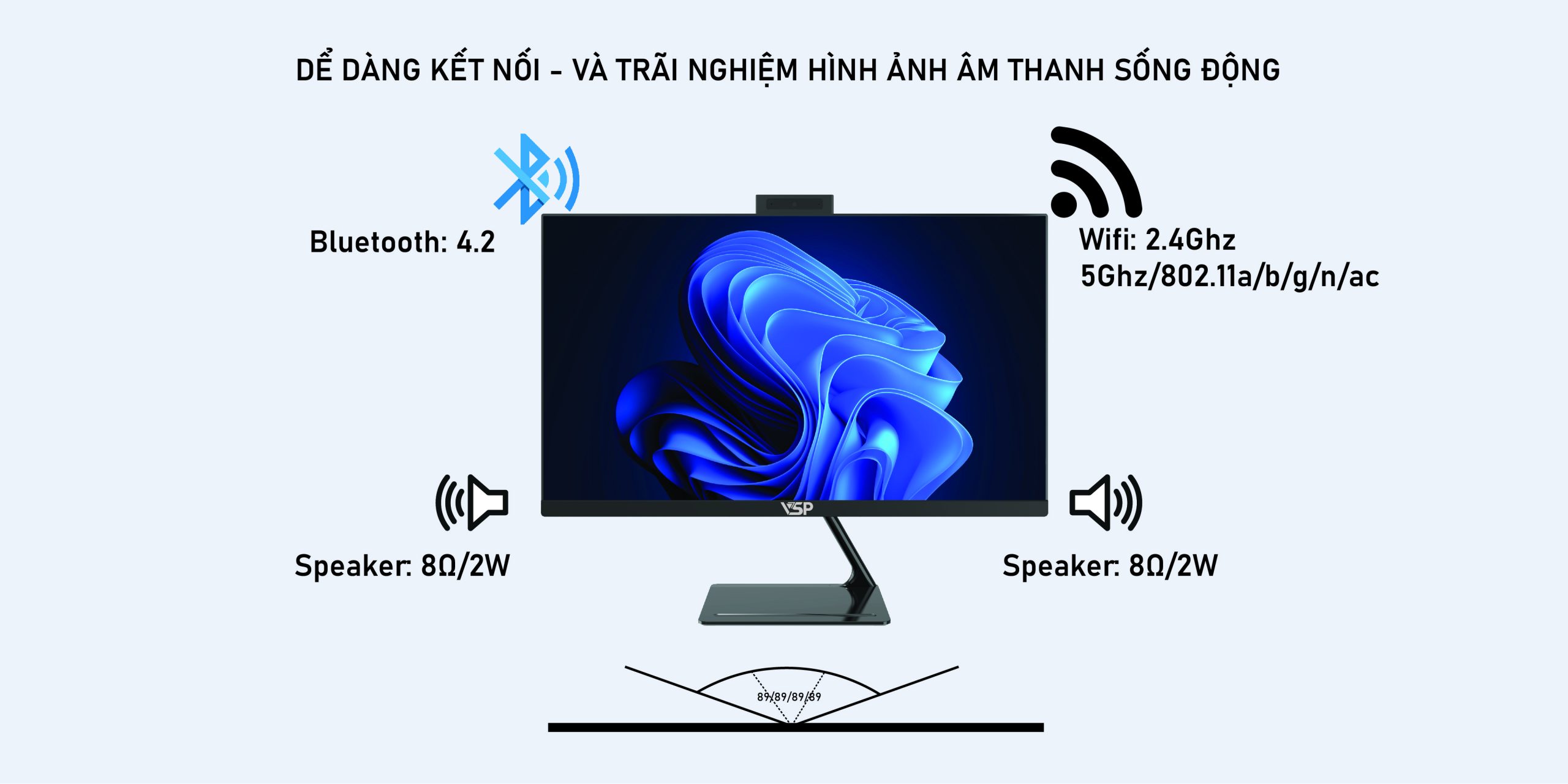 Máy Bàn VSP All in One VA241-610H Trắng - Ảnh 3