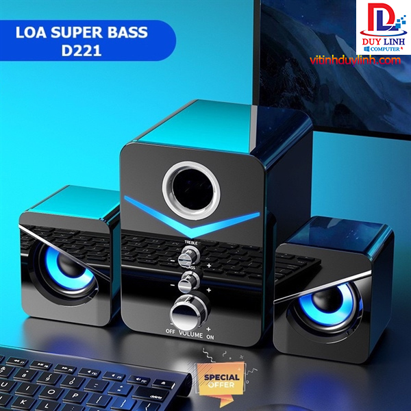 Loa vi tính để bàn MC D221 SUPER BASS cực đã, có LED