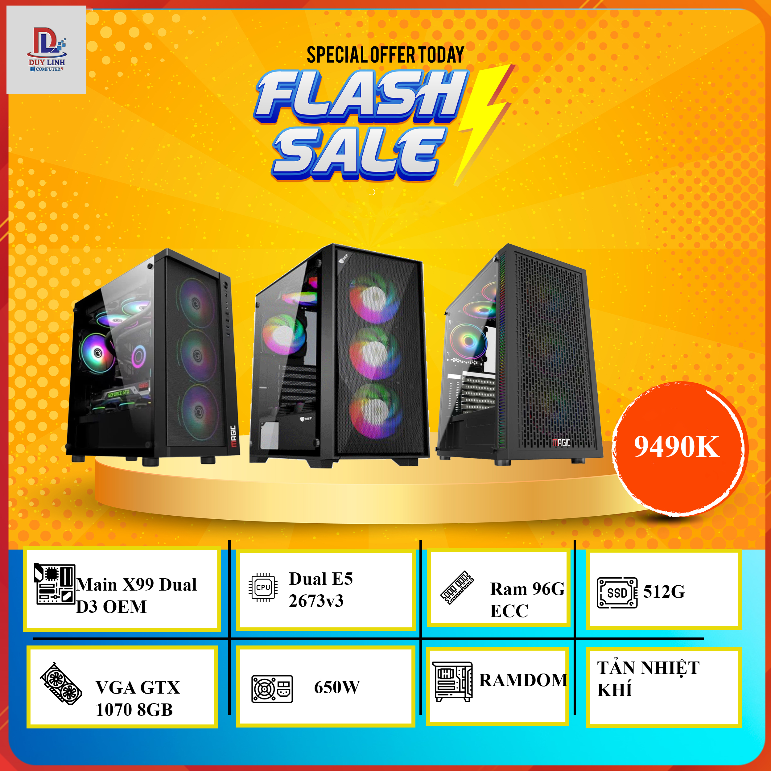 PC Giả Lập 14 | Dual E5 2673v3 – RAM 96G – NVMe 512G – VGA GTX 1070 8GB