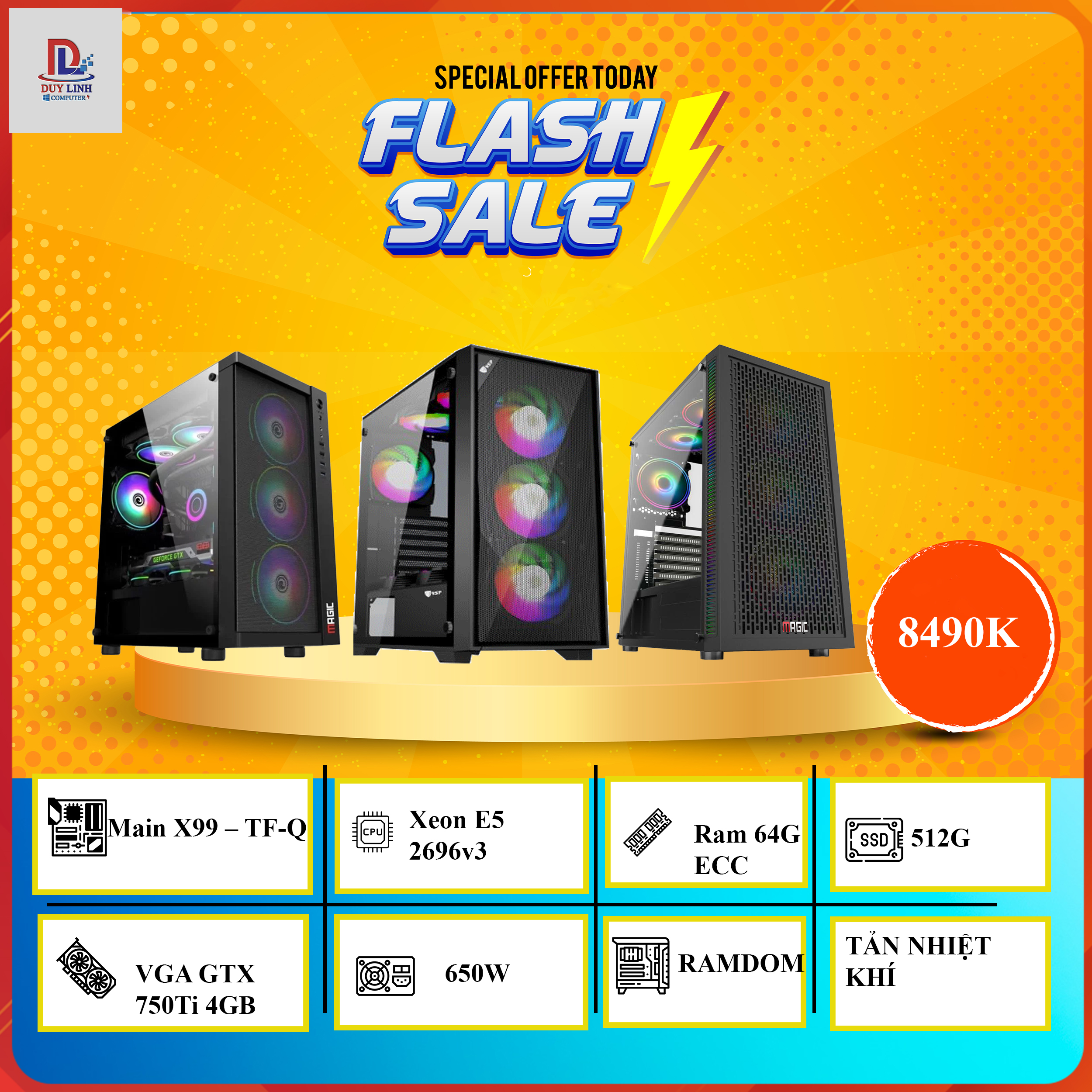 PC Giả Lập 08 | Xeon E5 2696V3 – RAM 64GB – NVME 512GB – VGA 750TI 4GB